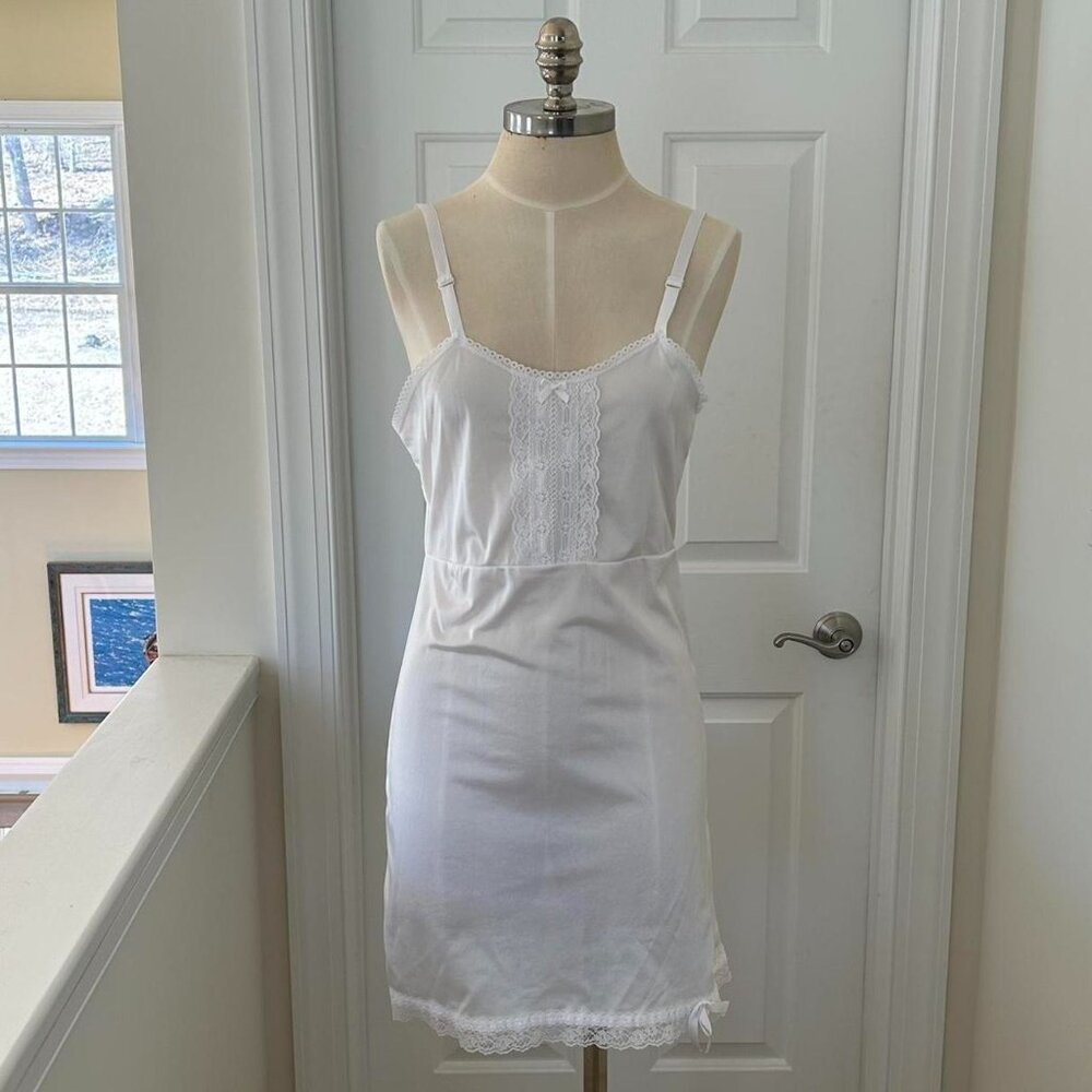 WHITE NYLON SLIP DRESS
